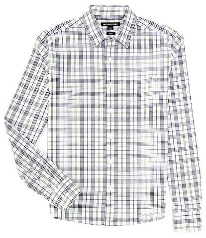 Michael Kors Stretch Plaid Long Sleeve Woven Shirt