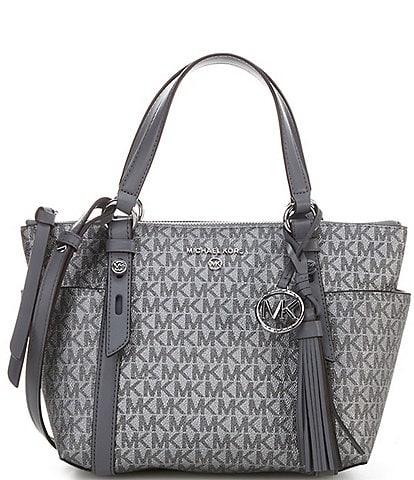 Michael+Kors+Nomad+Small+Convertible+Top+Zip+Leather+Tote+Light+Sage for  sale online