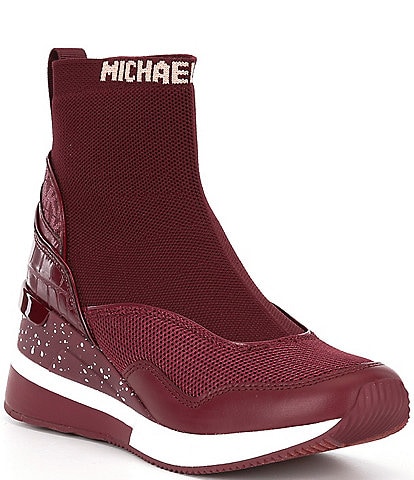 Michael Kors Swift Stretch Knit Crocodile Embossed Sneaker Booties