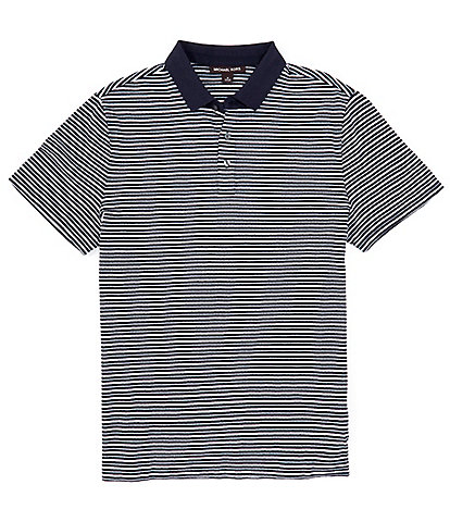 Michael Kors Textured Stripe Short Sleeve Polo Shirt