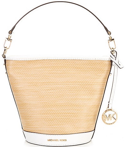Michael Kors Townsend Raffia Small Zip Bucket Crossbody Bag