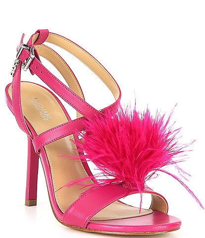 Michael Kors Whitby Leather Feather Pom-Pom Dress Sandals