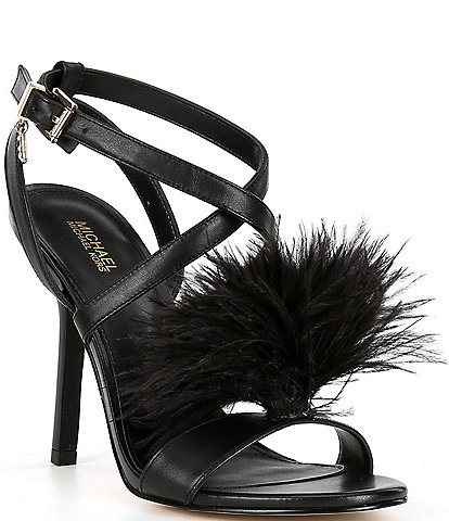 Michael Kors Whitby Leather Feather Pom-Pom Dress Sandals