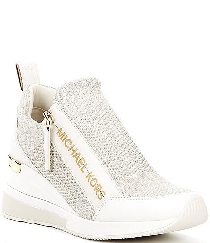 Michael Kors Willis Metallic Knit Wedge Trainer Sneakers