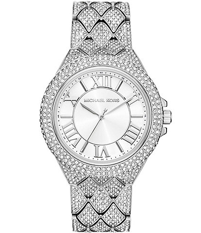 Michael Kors Women's Camille Three Hand Crystal Stainless Steel Bracelet Watch