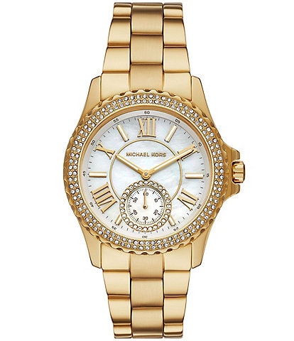 Michael Kors Women's Parker Lux Three-Hand Gold-Tone Stainless