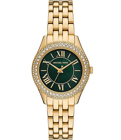 Michael Kors Women's Harlowe Three-Hand Crystal Stainless Steel Bracelet Watch
