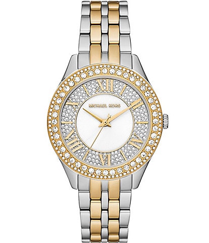 Michael Kors Women's Harlowe Two Tone Stainless Steel Crystal Bracelet Watch