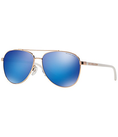 Michael Kors Women's Hvar 0MK5007 Solid Rose Gold Flash Aviator Sunglasses
