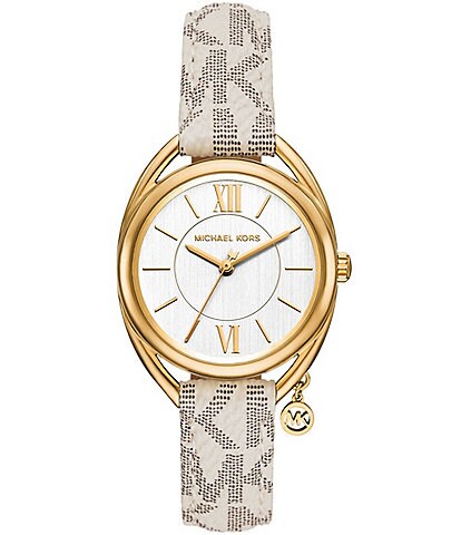 Michael Kors Women's Leia Three-Hand Leather Strap Watch