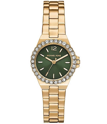 Michael Kors Women's Lennox Three-Hand Gold-Tone Stainless Steel Bracelet Watch