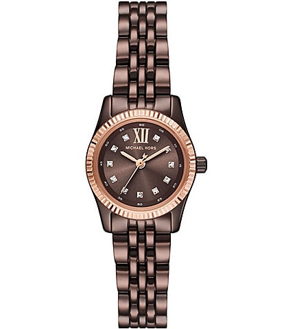 Michael Kors Women's Lexington Three-Hand Chocolate Stainless Steel Bracelet Watch