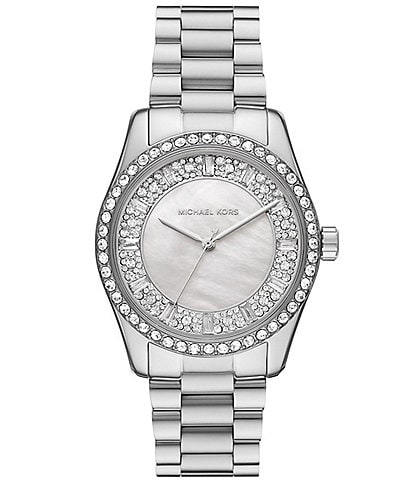 Michael Kors Women's Lexington Three-Hand Crystal Stainless Steel Bracelet Watch