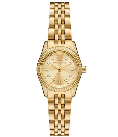 Michael Kors Women's Lexington Three-Hand Gold Tone Stainless Steel Bracelet Watch