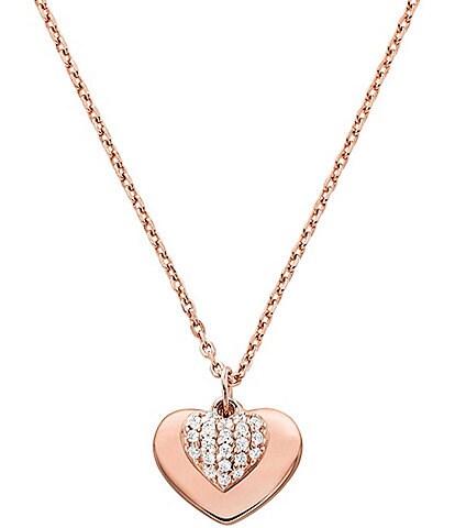 Michael Kors Love Collection Sterling Silver Pave Heart Pendant Necklace