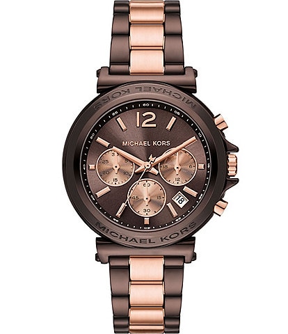 Michael Kors Women's Maren Chronograph Brown Two-Tone Stainless Steel Bracelet Watch