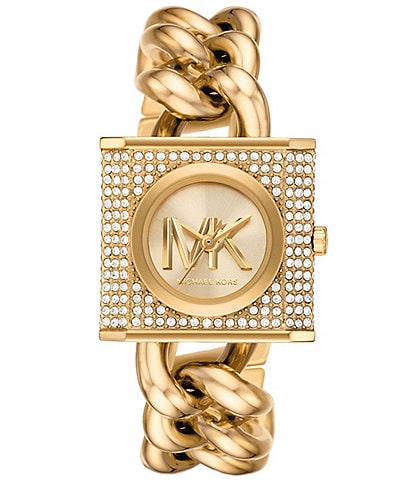Michael Kors Women's MK Chain Lock Three-Hand Stainless Steel Bracelet Watch