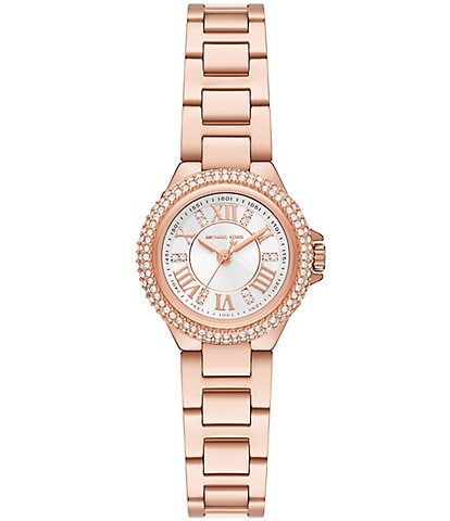 Michael Kors Women's Petite Camille Three-Hand White Dial Rose Gold-Tone Stainless Steel Bracelet Watch
