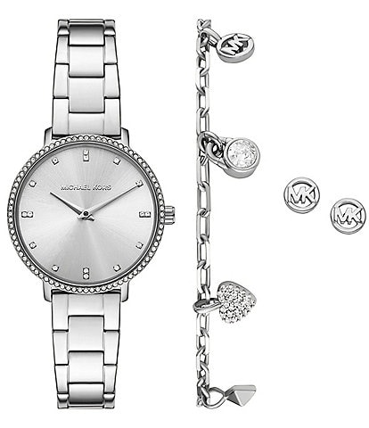 Michael Kors Women's Pyper Quartz Two-Hand Stainless Steel Bracelet Watch Set