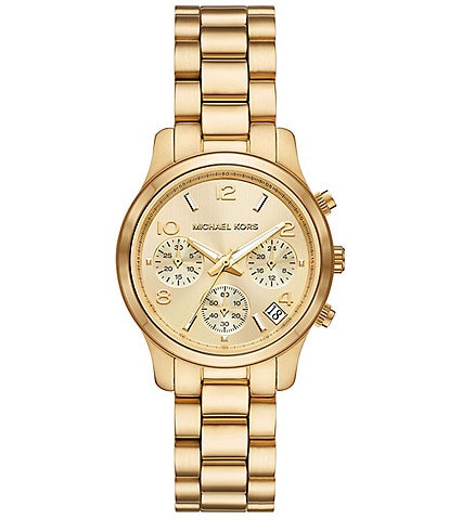 Michael Kors Women's Runway Chronograph Gold-Tone Stainless Steel Thin Bracelet Watch