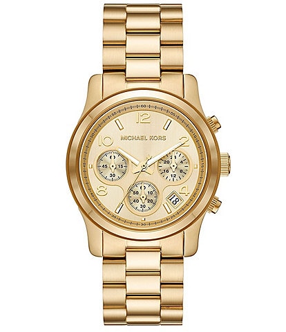 Michael Kors Women's Runway Chronograph Gold-Tone Stainless Steel Bracelet Watch