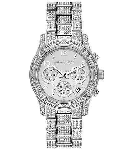 Michael Kors Women's Runway Chronograph Pave Stainless Steel Bracelet Watch