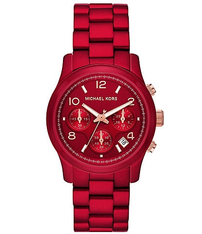 Michael Kors Women's Runway Chronograph Red Coated Stainless Steel Bracelet Watch