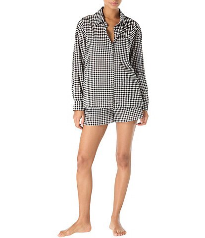 MICHAEL Michael Kors Boho Gingham Button Front Shirt Swim Cover-Up & Boho Gingham Elastic Waist Pull-On Short Swim Cover-Up
