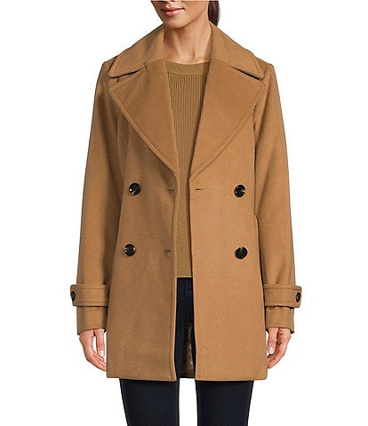 MICHAEL Michael Kors Double Breasted Notch Collar Peacoat