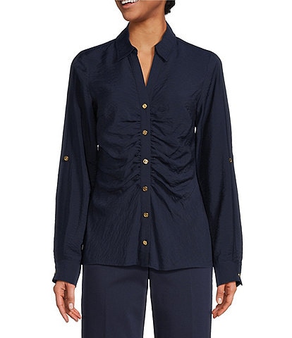 LAUREN RALPH LAUREN Womens Blue Pocketed Distressed Patchwork Boxy Button  Up Denim Jacket XL