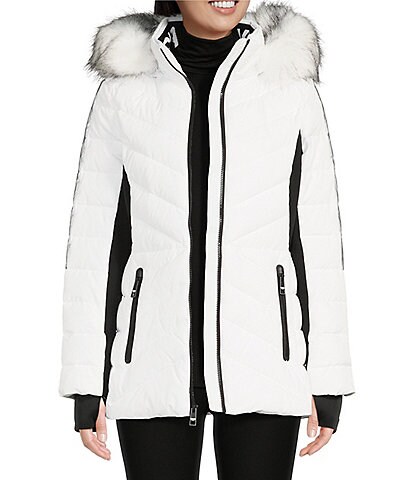 MICHAEL Michael Kors Faux Fur Hooded Stand Collar Puffer Coat