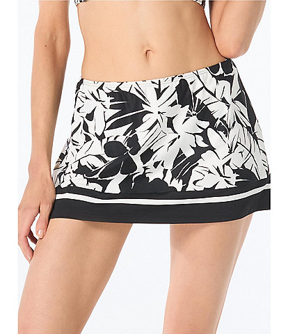 MICHAEL Michael Kors Floral Print Mid Waist Pull-On Swim Cover-Up Skirt