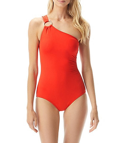 MICHAEL Michael Kors Iconic Solids One Shoulder One Piece Swimsuit