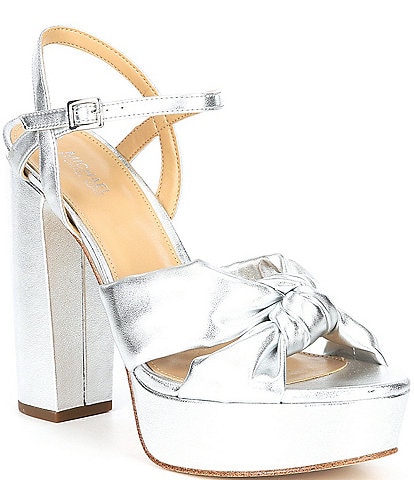 Michael Kors Josie Leather Knot Detail Ankle Strap Platform Dress Sandals