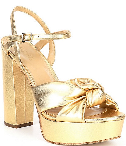 Michael Kors Josie Leather Knot Detail Ankle Strap Platform Dress Sandals