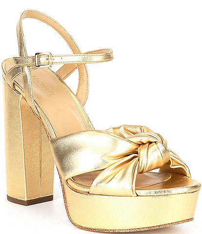 MICHAEL Michael Kors Josie Metallic Knotted Ankle Strap Platform Dress Sandals