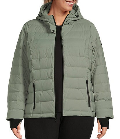 MICHAEL Michael Kors Plus Size Stretch Hooded Water Repellent Insulated Packable Puffer Coat