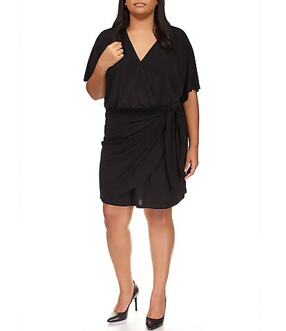 MICHAEL Michael Kors Plus Size V-Neck Matte Jersey Tie Front Wrap Dress