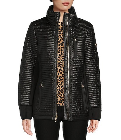 MICHAEL Michael Kors Quilted Faux Fur Hooded Moto Jacket
