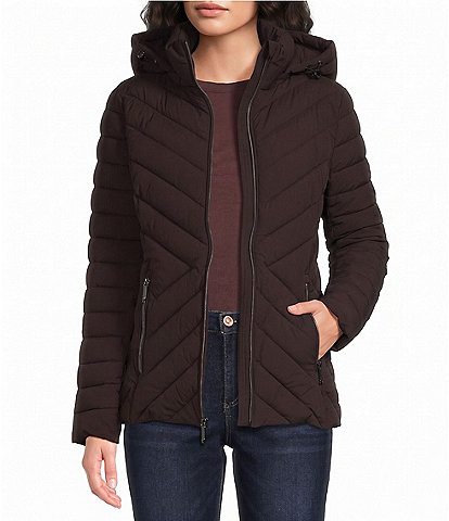MICHAEL Michael Kors Quilted Packable Stand Collar Zip Front Puffer