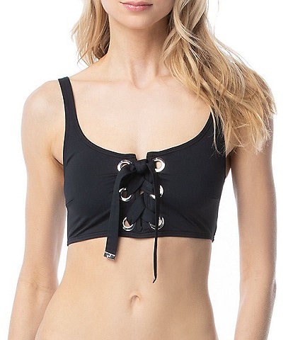 Jessica Simpson Womens Grommet Underwire Bralette Bikini Top