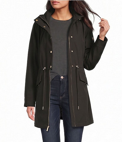 MICHAEL Michael Kors Stand Collar Water Resistant Zip Front Fit & Flare Jacket
