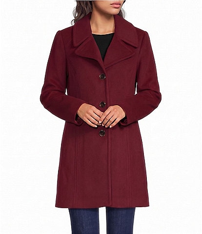 MICHAEL Michael Kors Wool Blend Notch Collar Button Front Single Breasted Coat