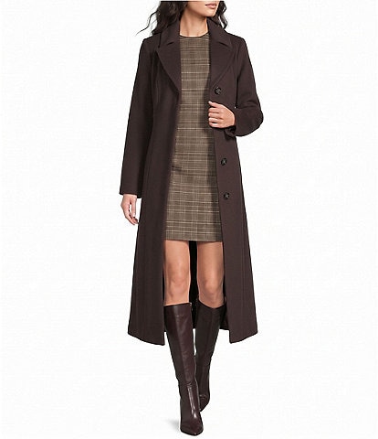 MICHAEL Michael Kors Wool Blend Shawl Collar Removable Faux Fur Trim Button Front Maxi Coat