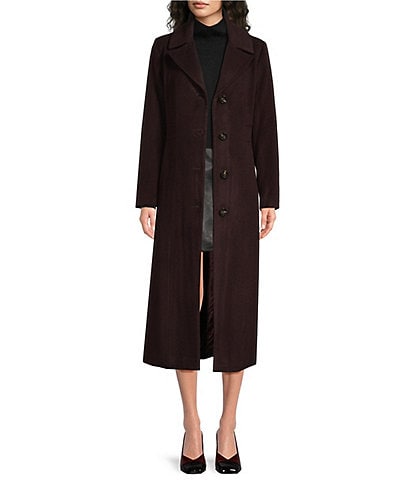 MICHAEL Michael Kors Wool Blend Shawl Collar Removable Faux Fur Trim Button Front Maxi Coat