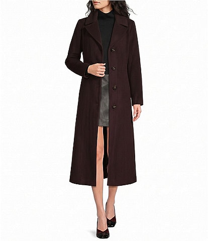 MICHAEL Michael Kors Wool Blend Shawl Collar Removable Faux Fur Trim Button Front Maxi Coat