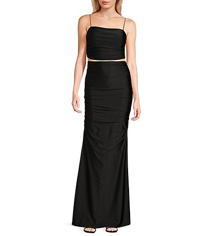 Midnight Doll Jersey Satin Knit Spaghetti Strap Dress