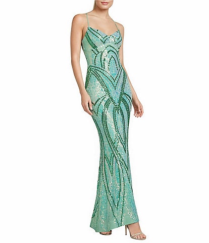 Midnight Doll Sequin Patterned V-Neck Pinch Front Lace Up Tie Back