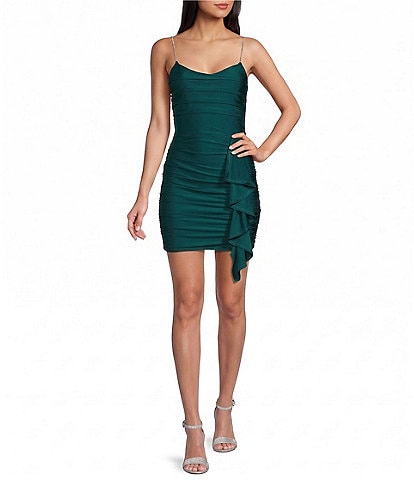 Midnight Doll Sleeveless Ruffled-Side Dress