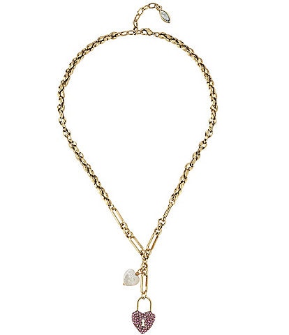 Mignonne Gavigan 14K Gold Heart Crystal Love Story Chain Y Necklace